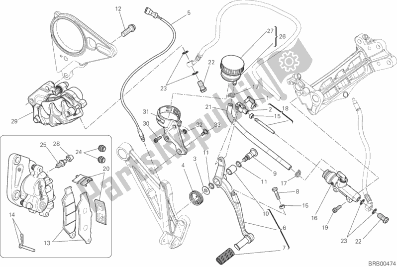 Todas as partes de Sistema De Freio Traseiro do Ducati Diavel Titanium USA 1200 2015